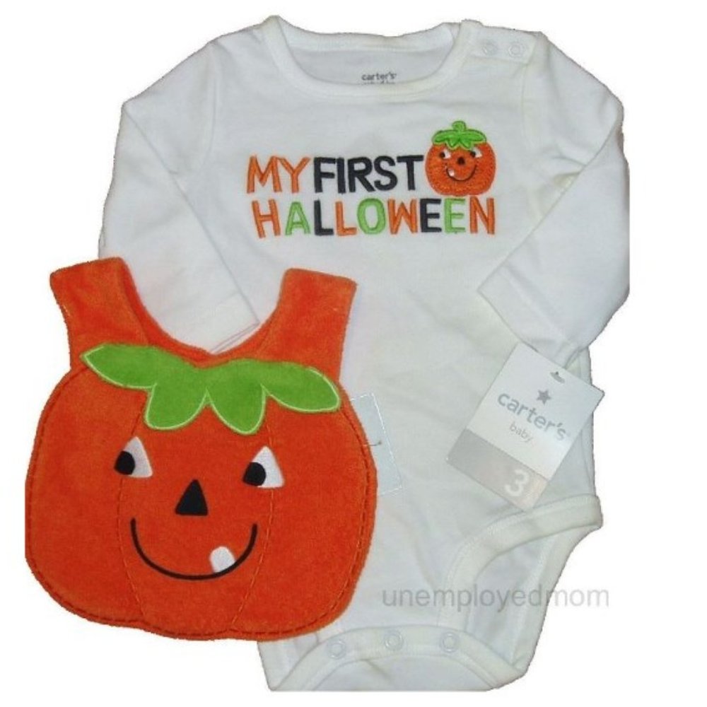 My 1st Halloween Bodysuit Baby Pumpkin Bib 2 pc